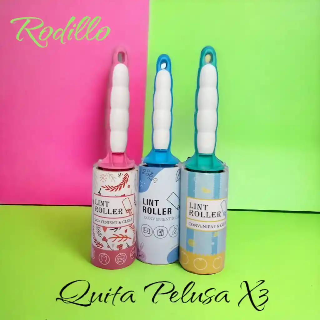 Rodillo Quita Pelusa Polvo Y Pelos De Mascota X3 Unidades