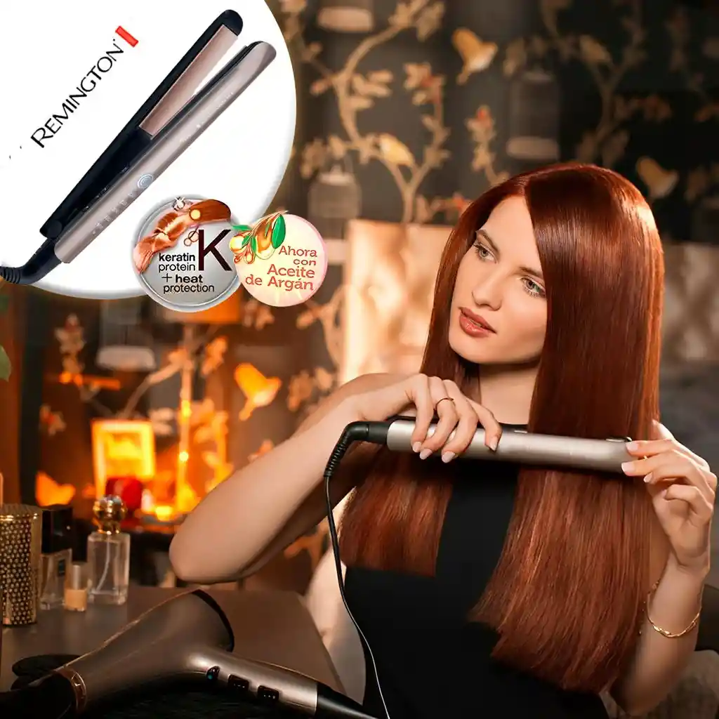 Plancha De Cabello Remington Keratin Therapy Cerámica Con Keratina Y Aceite De Argán Original.