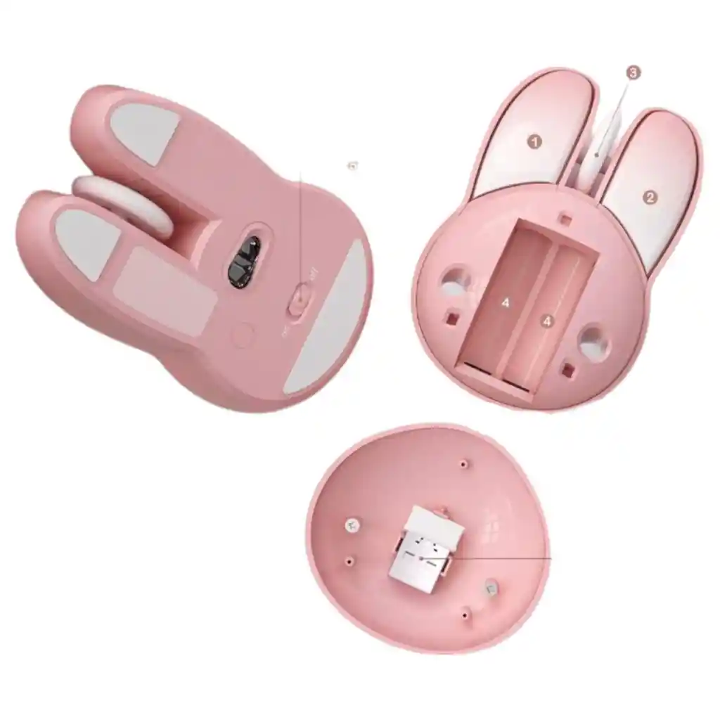 Mouse Optico Inalambrico Silencioso De Conejo Rosa Mofii M6dm