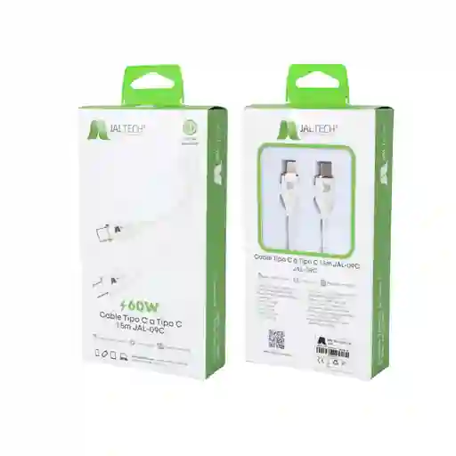 Cable Jaltech Usb C A Usb C 1.5m 09c Blanco