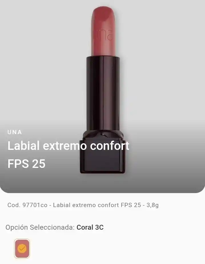 Natura - Labial Extremo Confort Una - Color Coral 3c