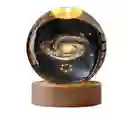 Lámpara Nocturna 3d Bola De Cristal Galaxia Con Base De Made