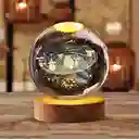 Lámpara Nocturna 3d Bola De Cristal Galaxia Con Base De Made