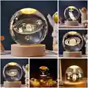 Lámpara Nocturna 3d Bola De Cristal Galaxia Con Base De Made