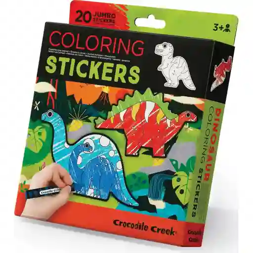 Set Stickers Para Colorear De Dinosaurios Y Crayones Niños