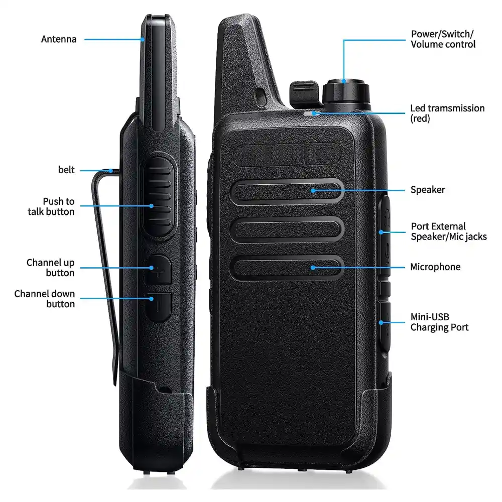 Radios De Comunicación Walkie Takies Largo Alcance 16ch Kit X2