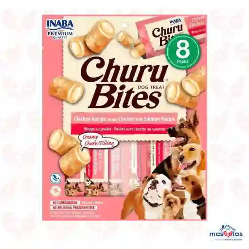 Snack Inaba Churu Bites Perro Sabor Pollo Y Salmon 8 Und