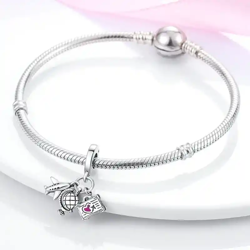 Charm Dije Viajes Por El Mundo Maleta Fabricado En Plata 925