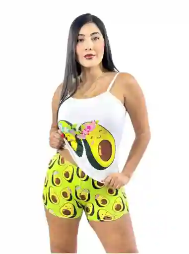 Pijama En Short Para Dama Sexy Con Lindo Estampado