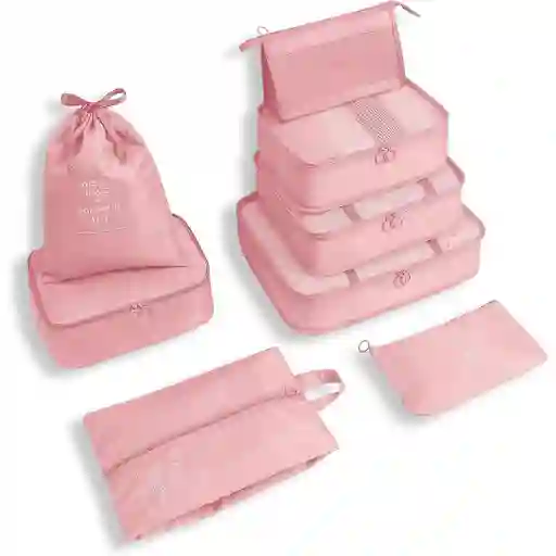 Organizador De Bolsas De Viaje 8 Piezas Rosa