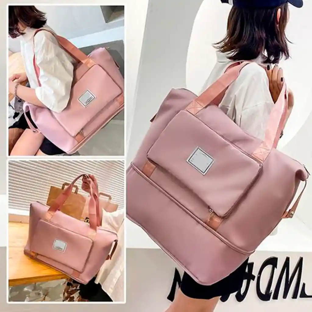 Bolso Plegable, Impermeable Y Espacioso Compañero De Viaje Ideal Rosa