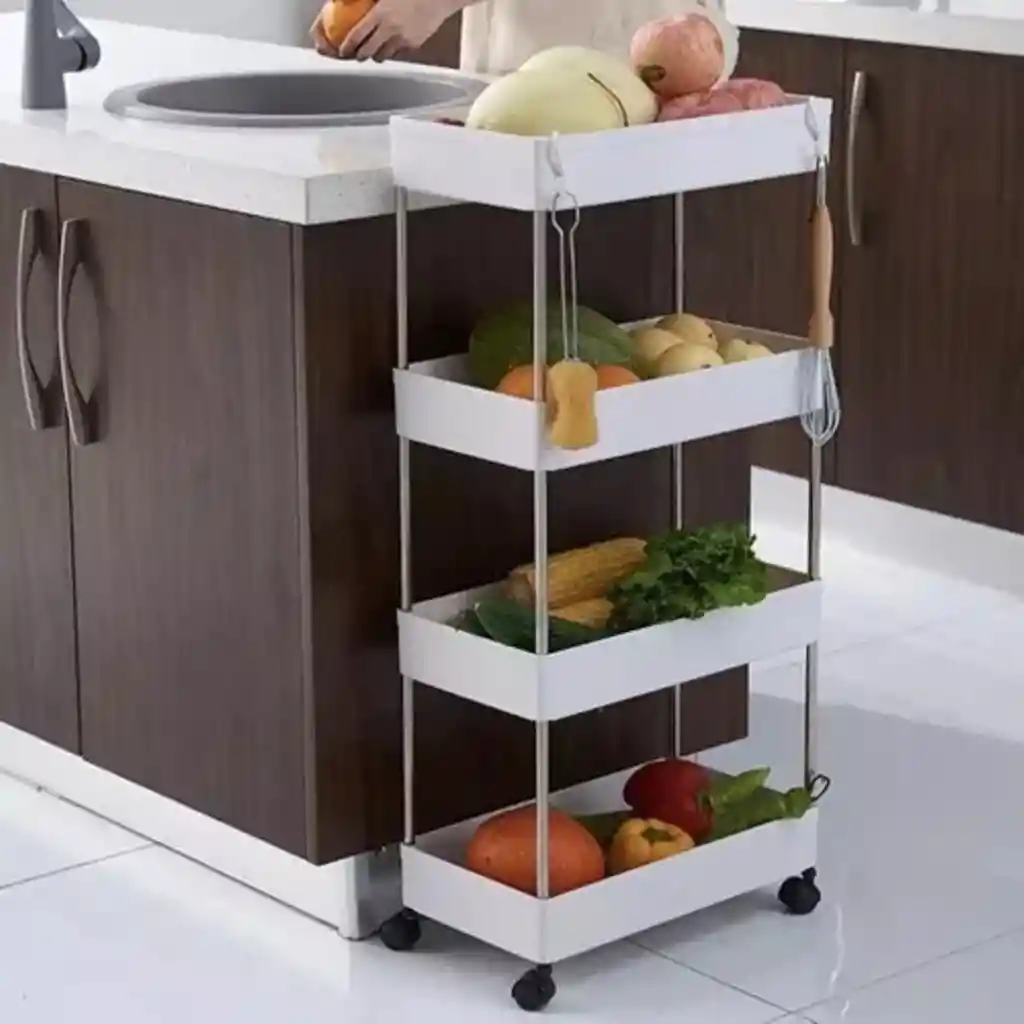 Carrito Organizador De 4 Niveles De Metal Para Almacenamiento