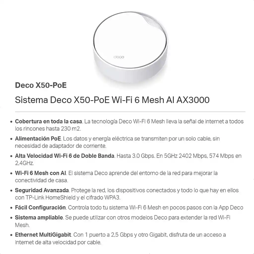 Sistema Wifi 6 Mesh Ai Ax3000, Tp-link Deco X50-poe (3-pack)