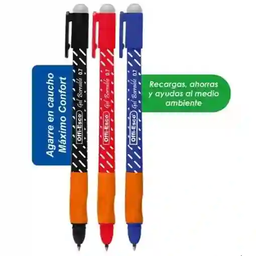 Boligrafo Borrable Gel 0.7 Recargable Azul Oe-025 Offi Esco