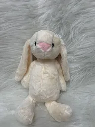 Peluche Conejo Orejas Largas Y Colgante Color Crema 25cm