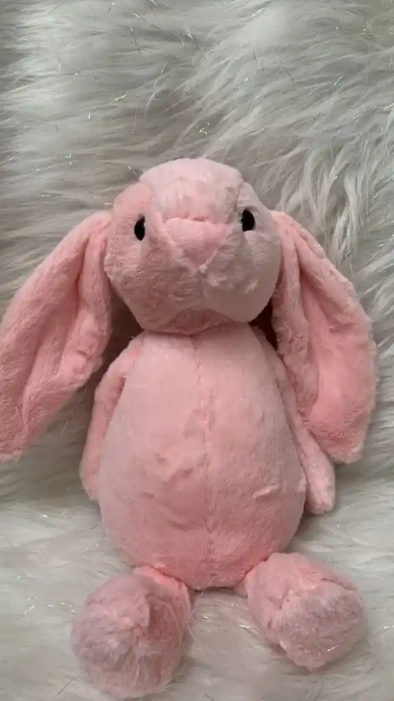 Peluche Conejo Orejas Largas Y Colgante Color Rosa 25cm