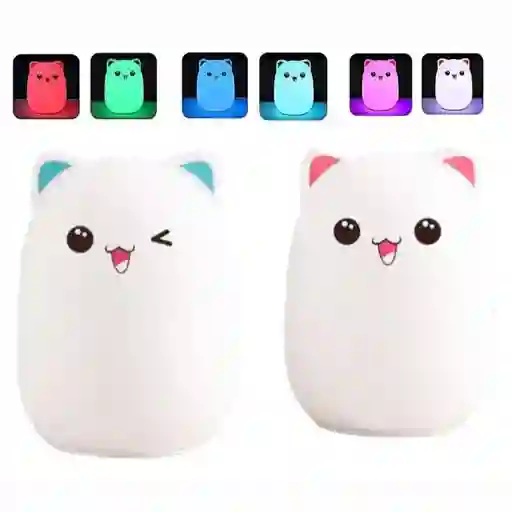 Lampara Silicona Gato Suave Luz Led Rbg