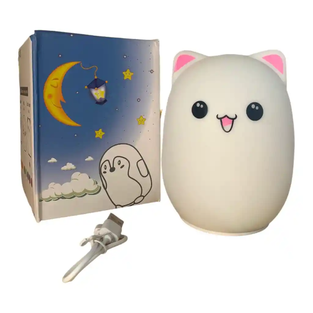 Lampara Silicona Gato Suave Luz Led Rbg