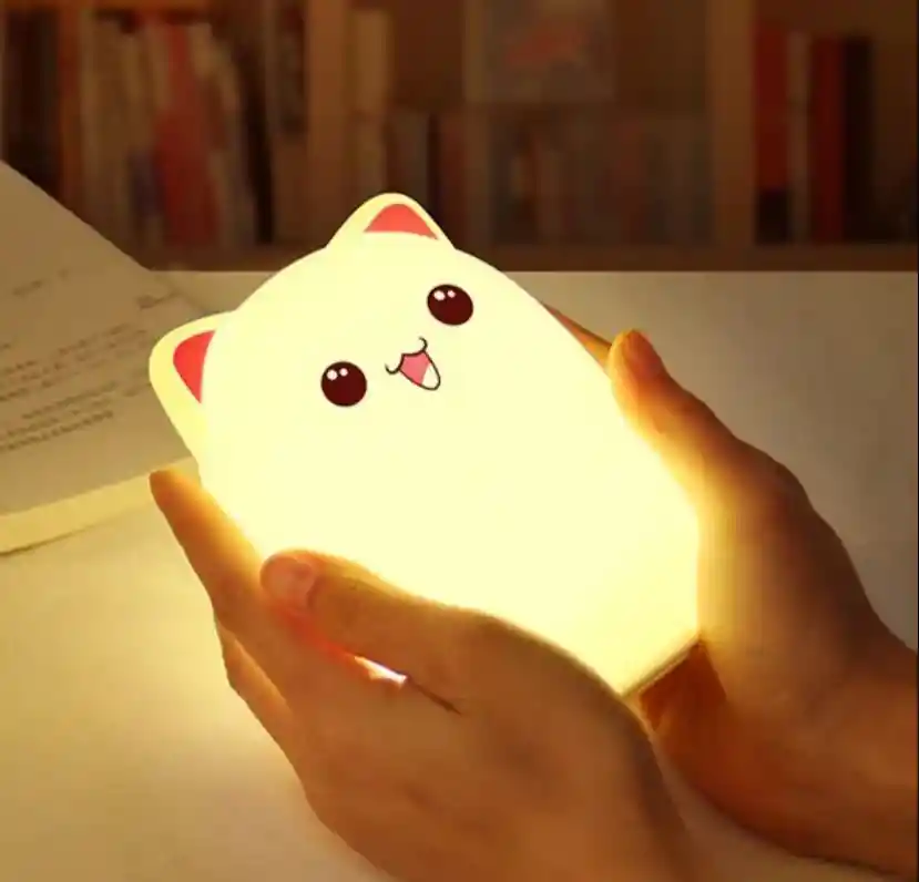 Lampara Silicona Gato Suave Luz Led Rbg