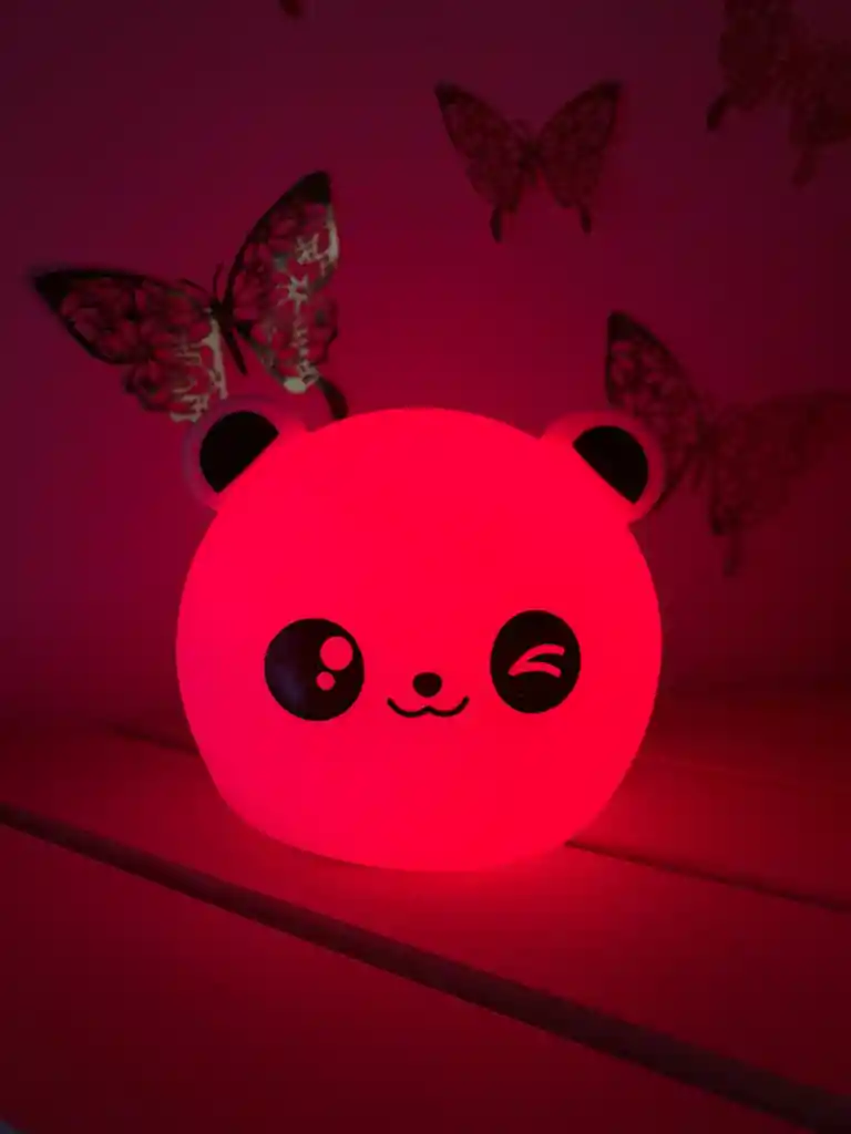 Lampara Silicona Oso Panda Suave Luz Led Rbg