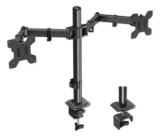 Brazo Soporte Doble Para 2 Monitores One Pixel Base Escritorio Color Negro