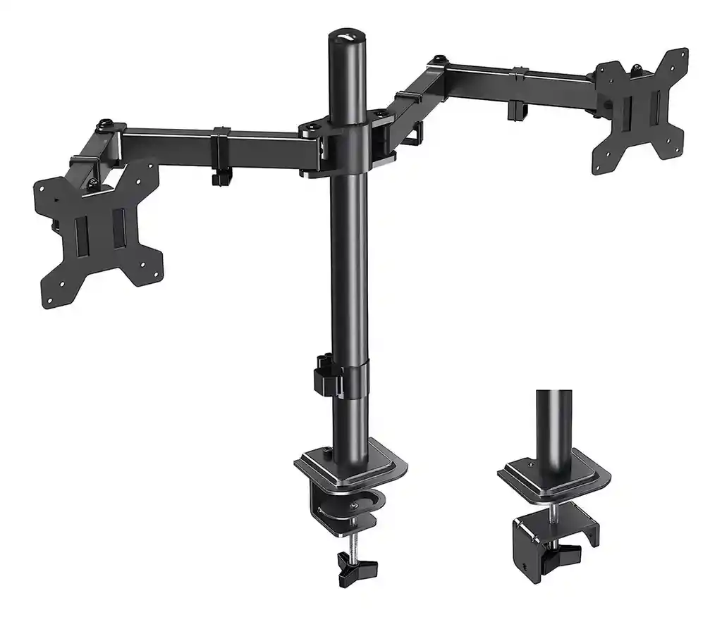 Brazo Soporte Doble Para 2 Monitores One Pixel Base Escritorio Color Negro