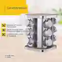 Set Especiero Condimentero En Vidrio X16 Frascos Base Acero One Pixel Color Plateado