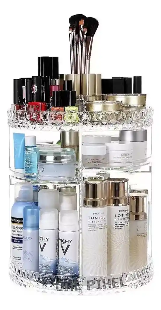 Organizador Maquillaje Giratorio Acrílico Transparente 360° Marca One Pixel