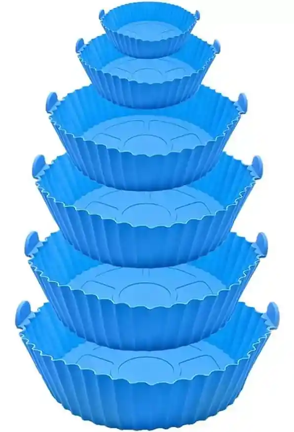 Set X6 Bandejas De Silicona Para Airfryer Freidora Protector Colores Aleatorios