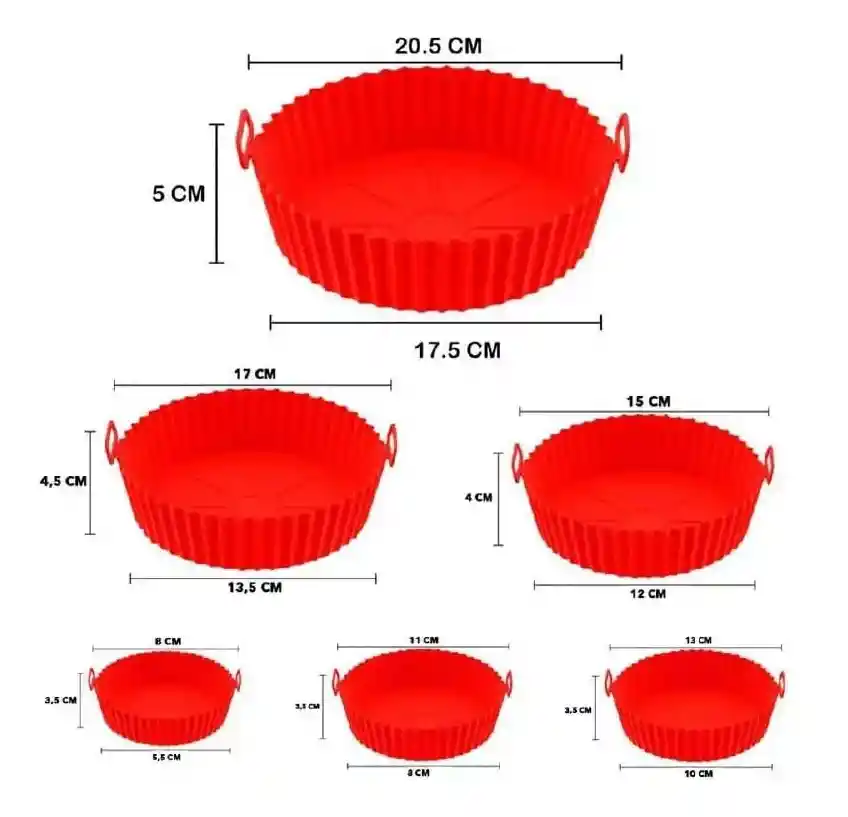 Set X6 Bandejas De Silicona Para Airfryer Freidora Protector Colores Aleatorios