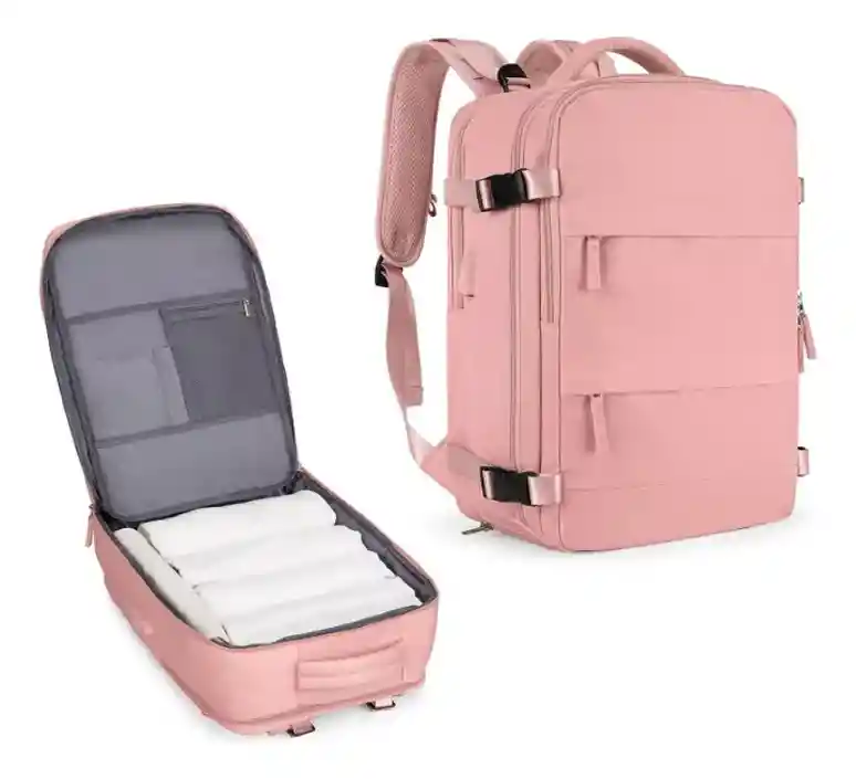 Maleta De Mano Para Cabina Viaje Y Ordenador Usb Impermeable Color Rosa