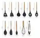 Set X 12 Utensilios De Cocina Silicona Resistentes Al Calor Color Gris