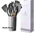 Set X 12 Utensilios De Cocina Silicona Resistentes Al Calor Color Gris