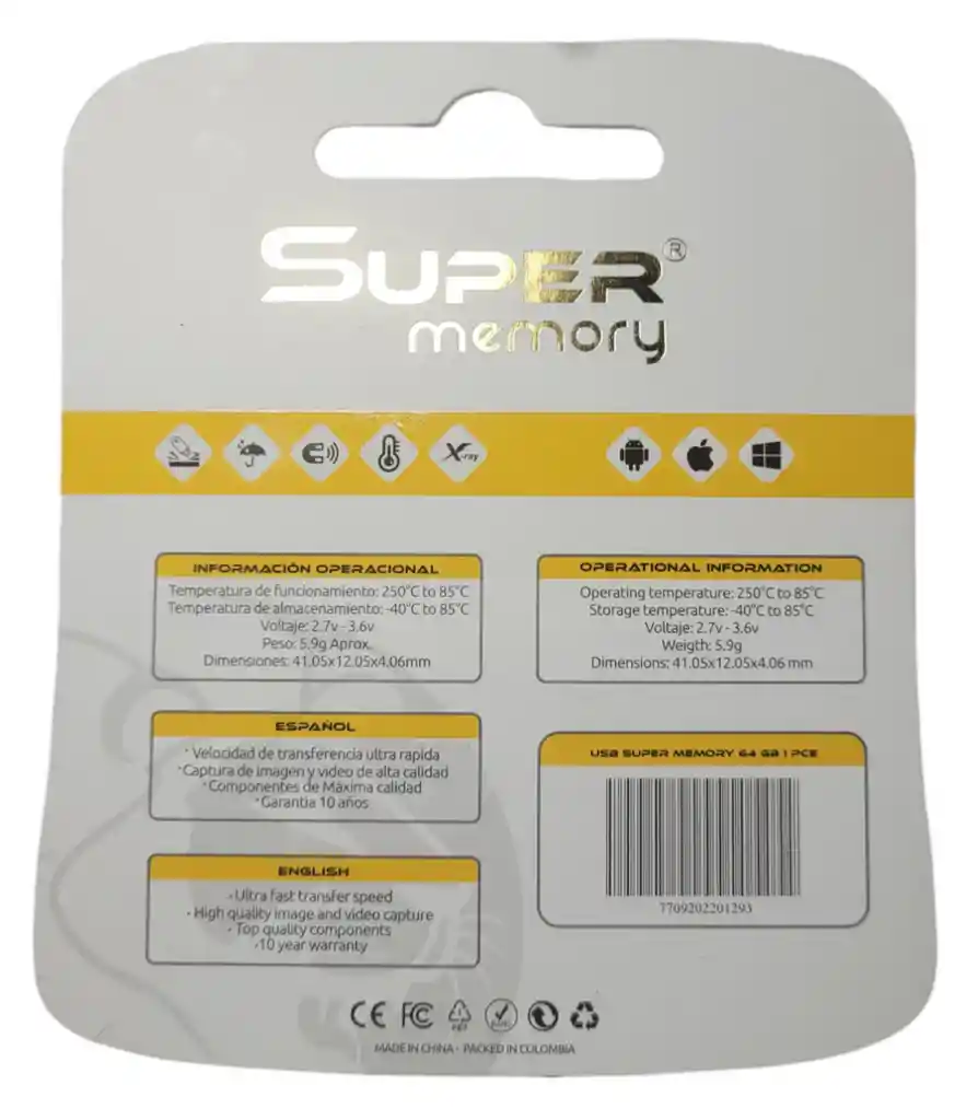 Memoria Usb De 64 Gb Super Memory
