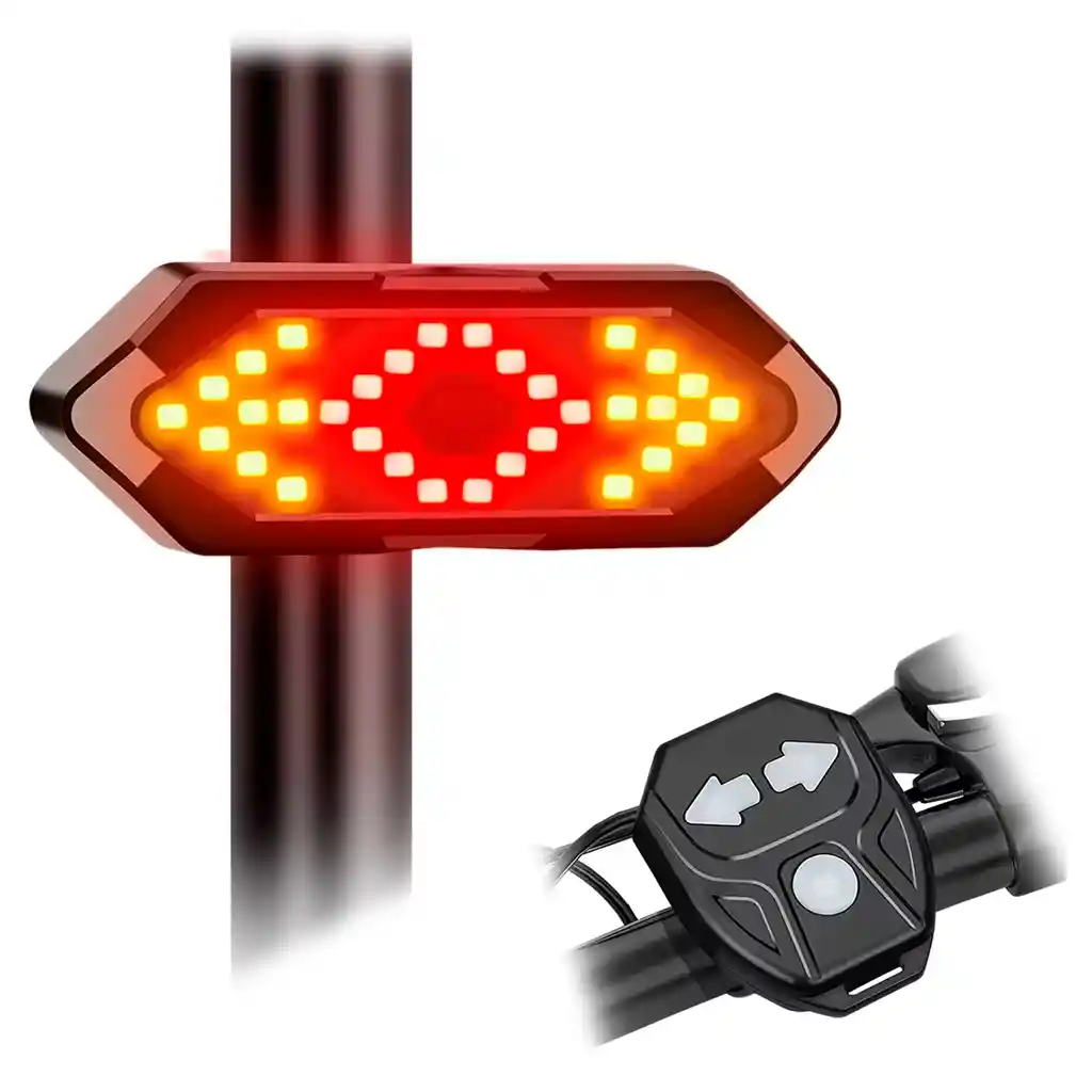 Luz Trasera Led Direccional + Stop Bicicleta Recargable Usb