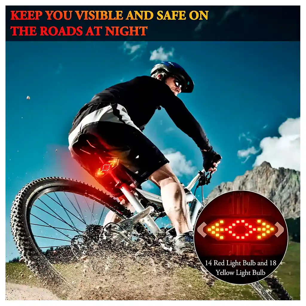 Luz Trasera Led Direccional + Stop Bicicleta Recargable Usb