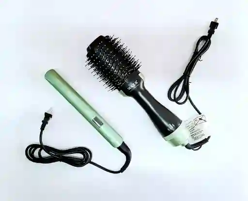 Combo Cepillo Secador + Plancha De Aguacate