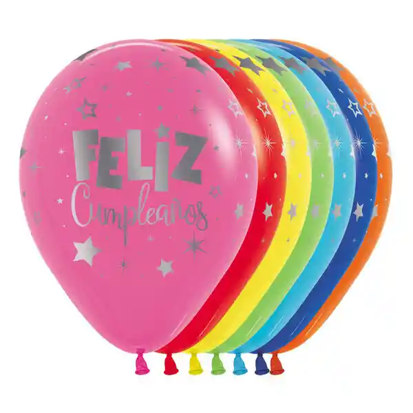 Globos Fashion Surtido Feliz Cumpleaños Fantasia Mink R12 X 50 Unidades Sempertex