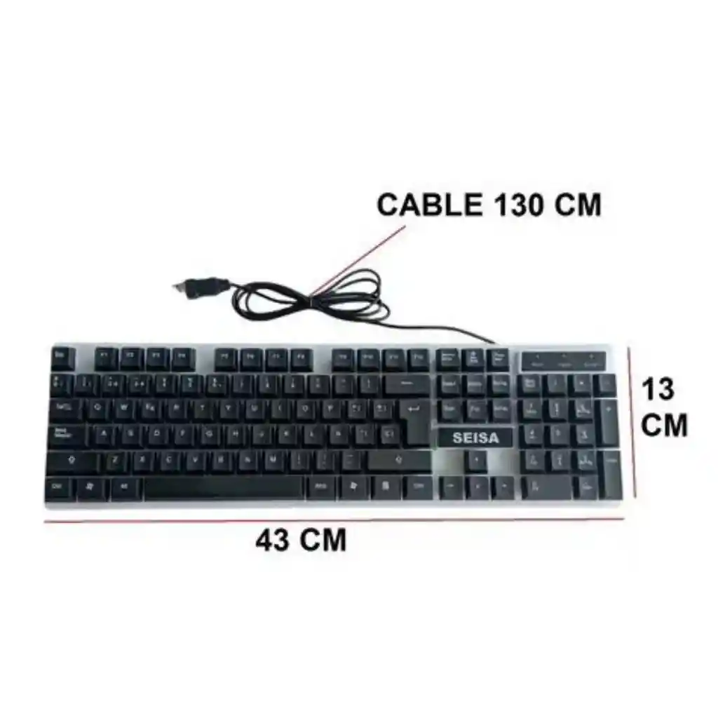 Teclado Retroiluminado Gamer Led Wired Seisa Dn-h7033