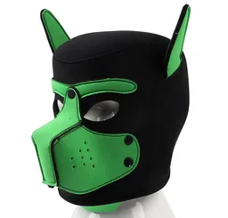 Mascara Puppy Play Pet Play Perro Doggy Dog Mask Cuero Fetiche Sado Bdsm Verde