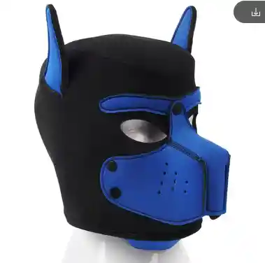 Mascara Puppy Play Pet Play Perro Doggy Dog Mask Cuero Fetiche Sado Bdsm Azul