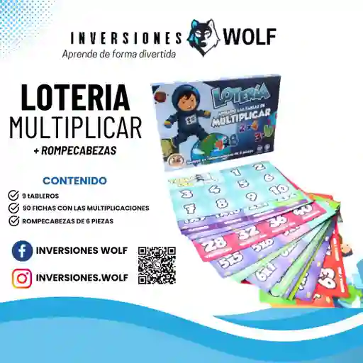 Juego Didáctico Niño Lotería Tablas Multiplicar Rompecabezas