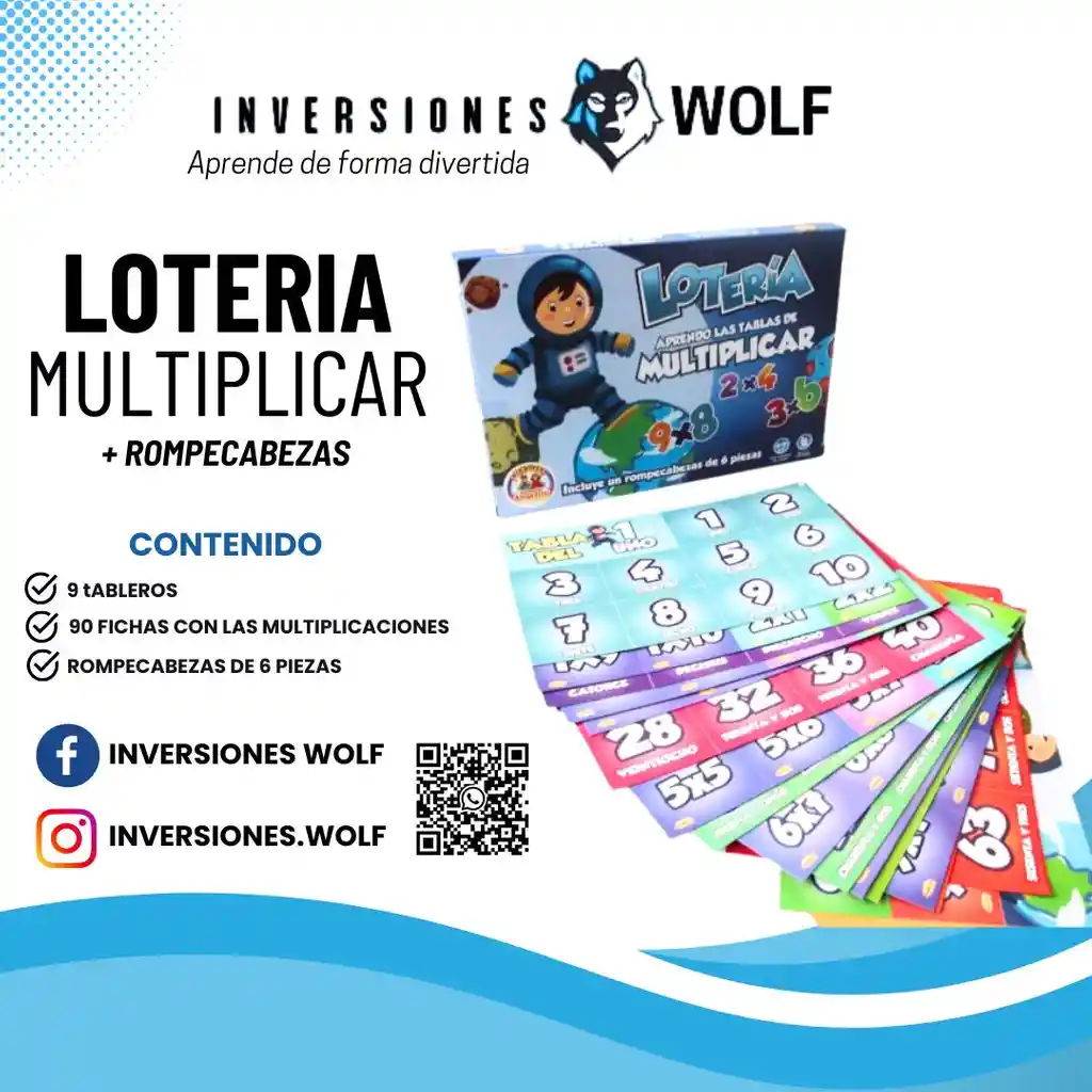 Juego Didáctico Niño Lotería Tablas Multiplicar Rompecabezas