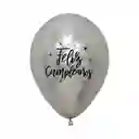 Globos Reflex Plata Feliz Cumpleaños Radiante R12 X 50 Unidades Sempertex