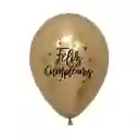 Globos Reflex Dorado Feliz Cumpleaños Radiante R12 X 50 Unidades Sempertex