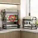 Escurridor De Platos Organizador De Loza 2 Niveles Color Negro