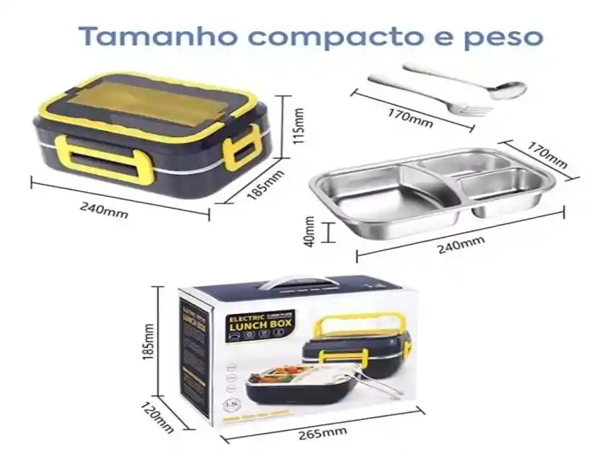 Lonchera Térmica Eléctrica Portátil Con Separadores Color Negro 12 V