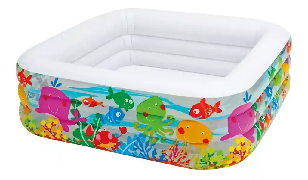 Piscina Inflable Cuadrada Sea Aquarium De 159cm X 159cm X 50cm 340l Multicolor