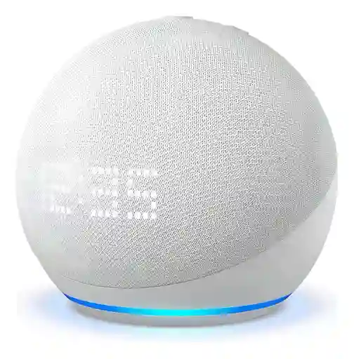 Amazon Echo Dot 5th Gen Con Reloj Y Asistente Virtual Alexa Pantalla Integrada Color Blanco