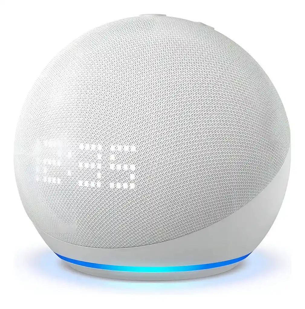 Amazon Echo Dot 5th Gen Con Reloj Y Asistente Virtual Alexa Pantalla Integrada Color Blanco